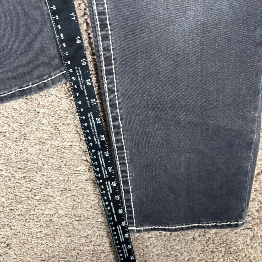 True Religion Ricky Relaxed Straight Big T Flap Jeans Grey Smoky Mist 32 NEW